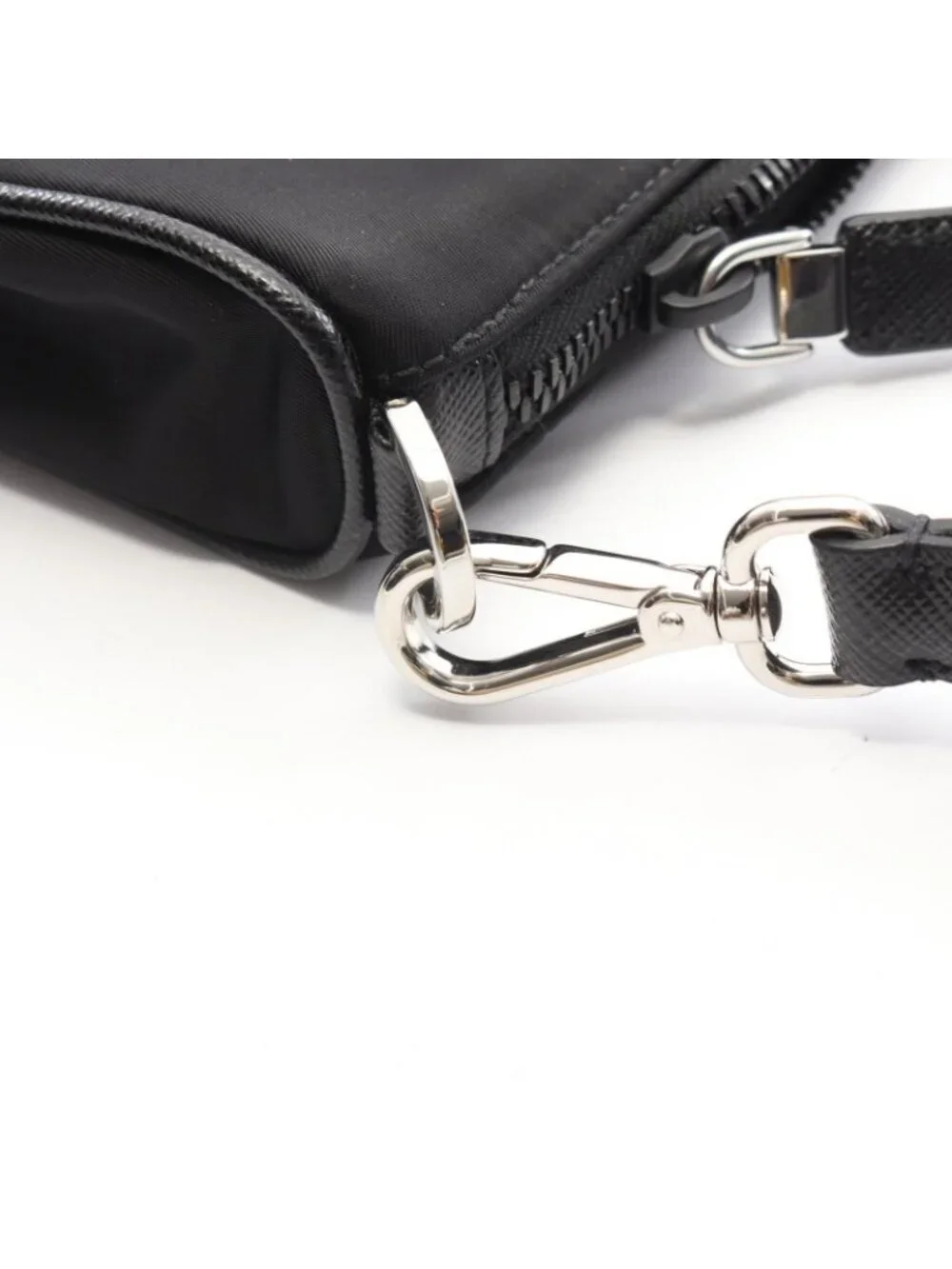Prada Shoulder Bag Re-Nylon Black Nylon Saffiano Leather Triangle Logo